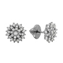Silver 925 Rhodium Plated CZ Encrusted Snow Flakes Stud Earrings - GME00087 | Silver Palace Inc.