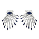 Silver 925 Rhodium Plated Clear and Blue CZ Drop Earrings - GME00105RH-BLU | Silver Palace Inc.