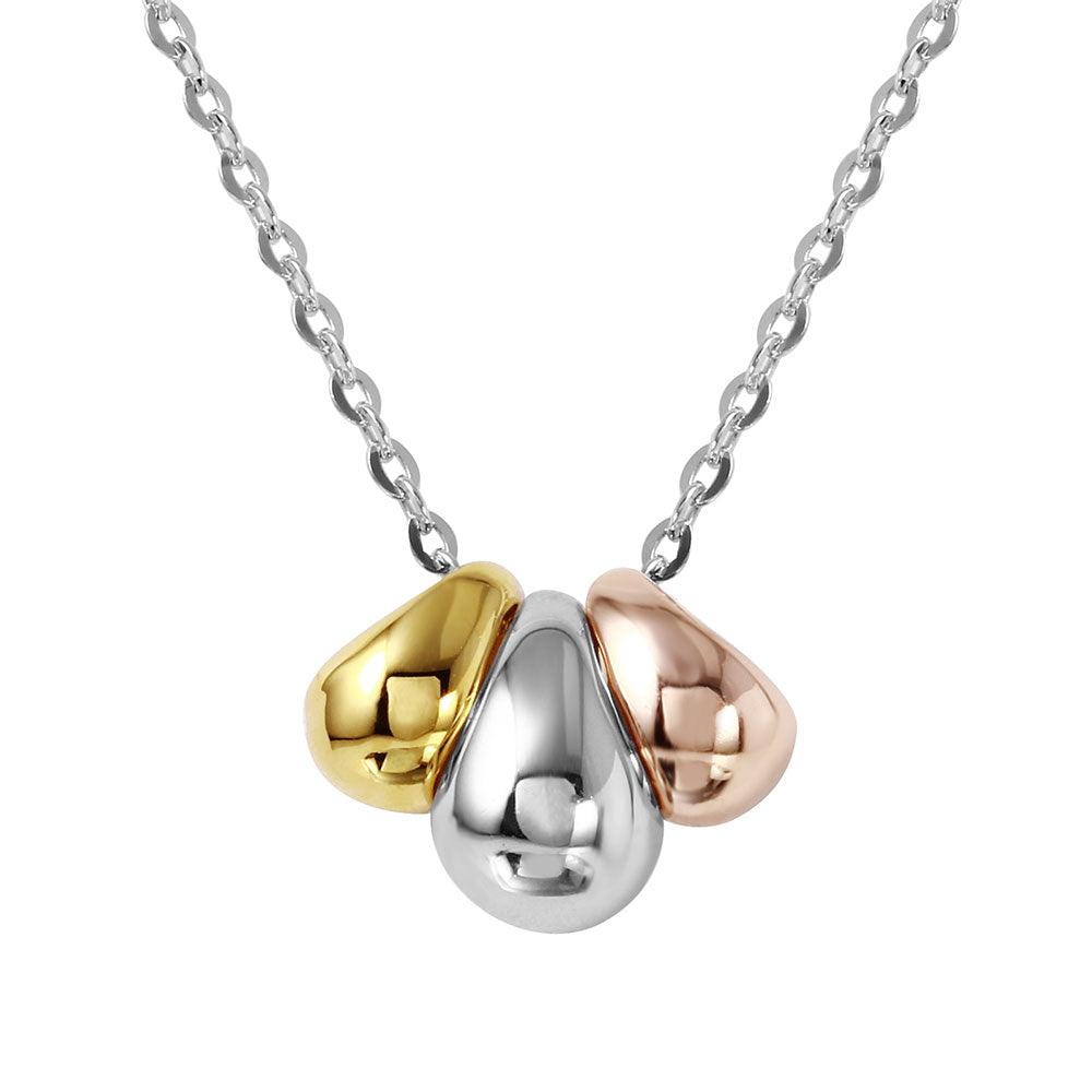 Silver 925 Rhodium Plated 3 Toned Beads Necklace - GMN00003-3C | Silver Palace Inc.