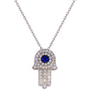 Silver 925 Rhodium Plated CZ Hamsa Necklace - GMN00004 | Silver Palace Inc.