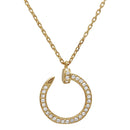 Silver 925 Gold Plated Round Nail Pendant Necklace - GMN00021GP | Silver Palace Inc.