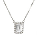 Silver 925 Rhodium Plated Square Halo CZ Pendant with Adjustable Chain - GMN00023 | Silver Palace Inc.