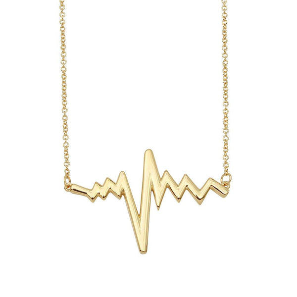 Silver 925 Gold Plated Heartbeat Necklace - GMN00026GP | Silver Palace Inc.