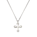 Silver 925 Rhodium Plated Mini Cross Pendant Necklace with CZ - GMN00035 | Silver Palace Inc.