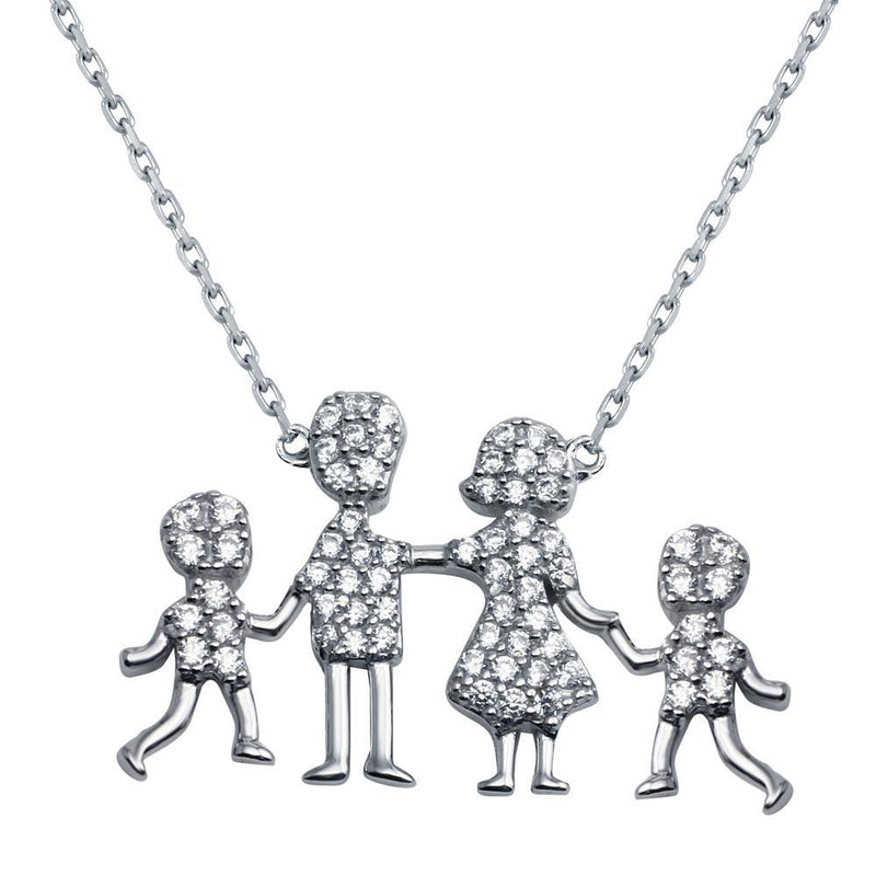 Silver Family Silhouette Necklace/ Pave CZ Stick Figure Family/ Dad Mom Boy  Girl/ Mother Father Son Daughter/ Parents 2 Kids Valentines Gift - Etsy