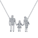 Silver 925 Rhodium Plated Mom, Dad, And A Girl Family Necklace - GMN00045 | Silver Palace Inc.