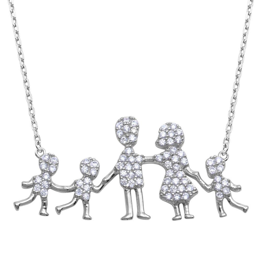 Sterling Silver Family Of 3 Charm Necklace – 925 Silver, Box Chain, No Stone