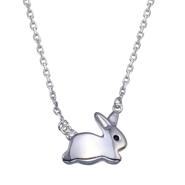 Silver 925 Rhodium Plated Rabbit Necklace - GMN00082 | Silver Palace Inc.