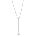Silver 925 Rhodium Plated CZ By The Yard Necklace with drop Mother of Pearl - GMN00103 | Silver Palace Inc.