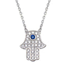 Silver 925 Rhodium Plated CZ Hamsa Necklace - GMN00106 | Silver Palace Inc.