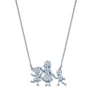 Rhodium Plated 925 Sterling Silver CZ Mother Daughter and Son Clear CZ Necklace - GMN00114 | Silver Palace Inc.