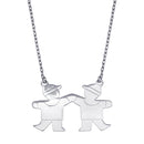 Rhodium Plated 925 Sterling Silver CZ 2 Boys Necklace - GMN00120 | Silver Palace Inc.
