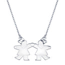 Rhodium Plated 925 Sterling Silver CZ 2 Girls Necklace - GMN00121 | Silver Palace Inc.