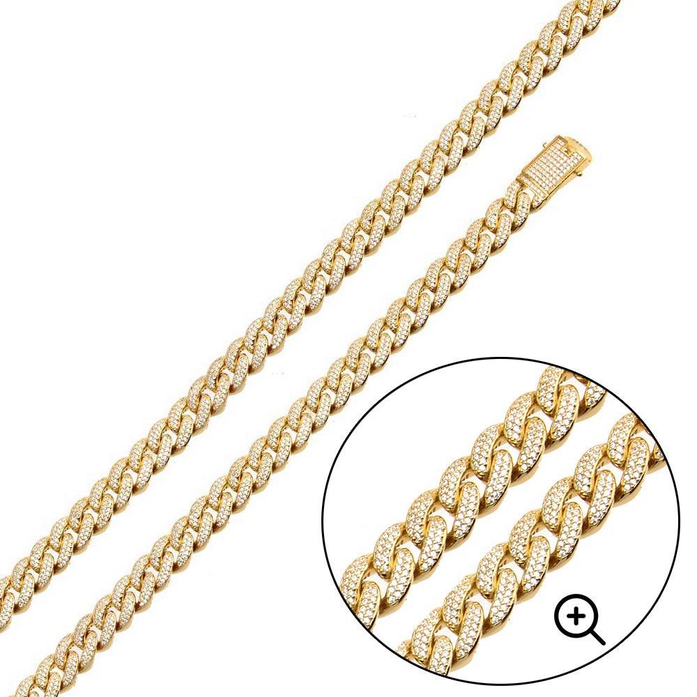 Silver 925 Gold Plated 9mm Miami Curb CZ - GMN00176GP | Silver 