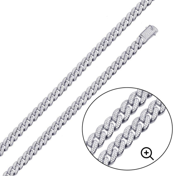925 silver ニッケルシルバ 950 銀製　セット Rhodium Plated 925 Sterling Silver 9mm Miami Curb CZ - GMN00176