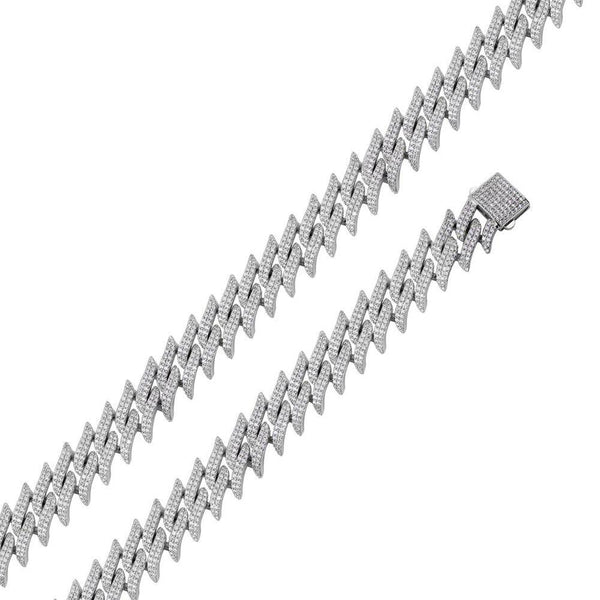 Rhodium Plated 925 Sterling Silver CZ Encrusted Spike Barbed Wire 17.9mm - GMN00182 | Silver Palace Inc.