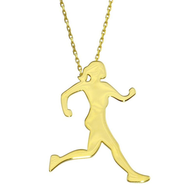 Silver 925 Gold Plated Runner Necklace - GMN00187GP | Silver Palace Inc.