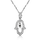 Silver 925 Rhodium Plated Open Hamsa CZ Necklace - GMP00004BLACK | Silver Palace Inc.