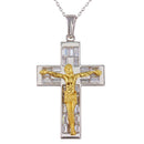 Silver 925 Two-Toned Crucifix Necklace - GMP00018RG | Silver Palace Inc.