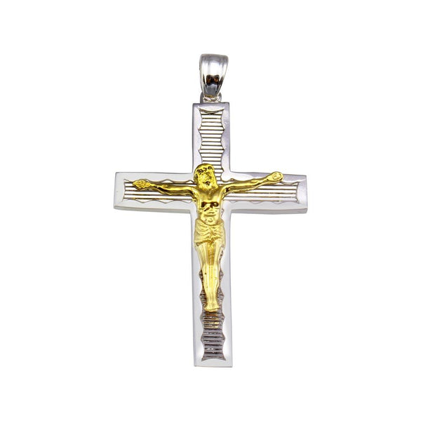 Silver 925 2 Toned Plated DC Cross Pendant - GMP00034RG | Silver Palace Inc.
