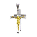 Silver 925 2 Toned Plated Double Cross Pendant - GMP00035RG | Silver Palace Inc.