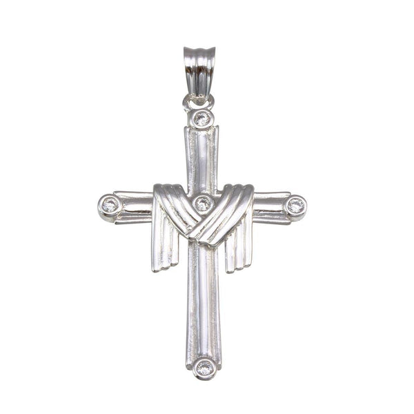 Silver 925 Rhodium Plated Cloth Cross Pendant - GMP00037 | Silver Palace Inc.