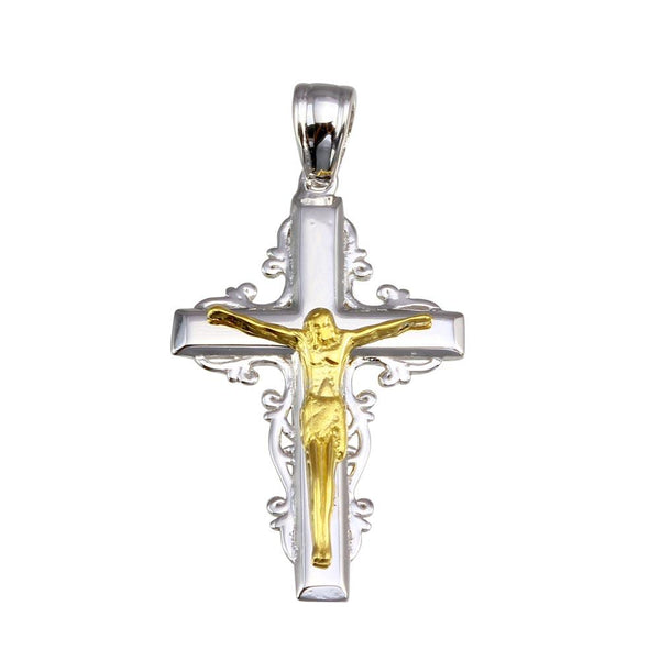 Silver 925 2 Toned Plated Cross Pendant - GMP00039RG | Silver Palace Inc.