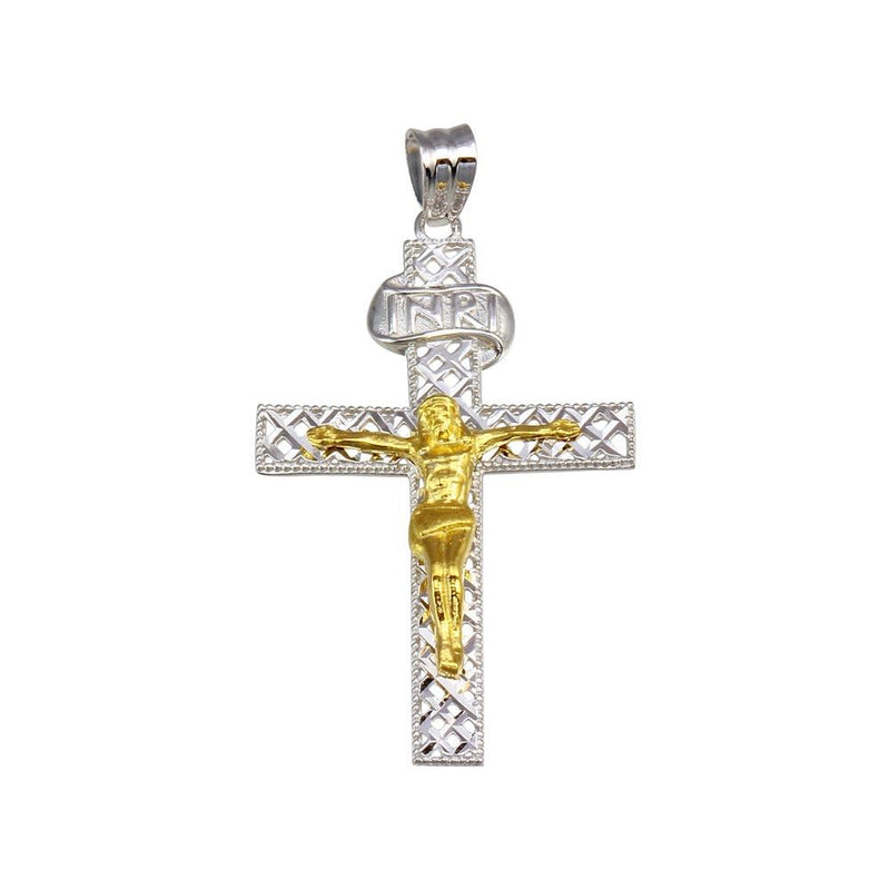 Silver 925 2 Toned Plated DC Cross Pendant - GMP00041RG | Silver Palace Inc.