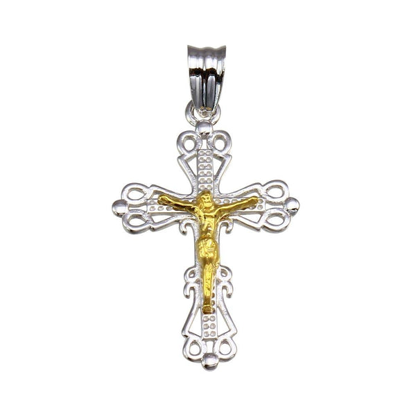 Silver 925 2 Toned Plated DC Cross Pendant - GMP00043RG | Silver Palace Inc.