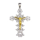 Silver 925 2 Toned Plated CZ Cross Pendant - GMP00046RG | Silver Palace Inc.