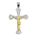 Silver 925 2 Toned Plated CZ Cross Pendant - GMP00047RG | Silver Palace Inc.