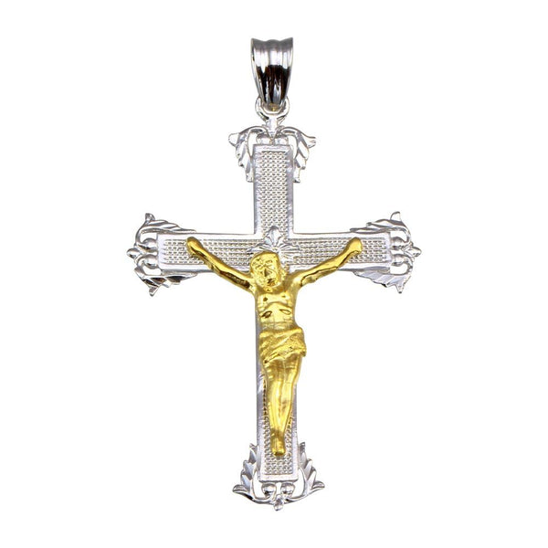 Silver 925 2 Toned Plated CZ Cross Pendant - GMP00047RG | Silver Palace Inc.