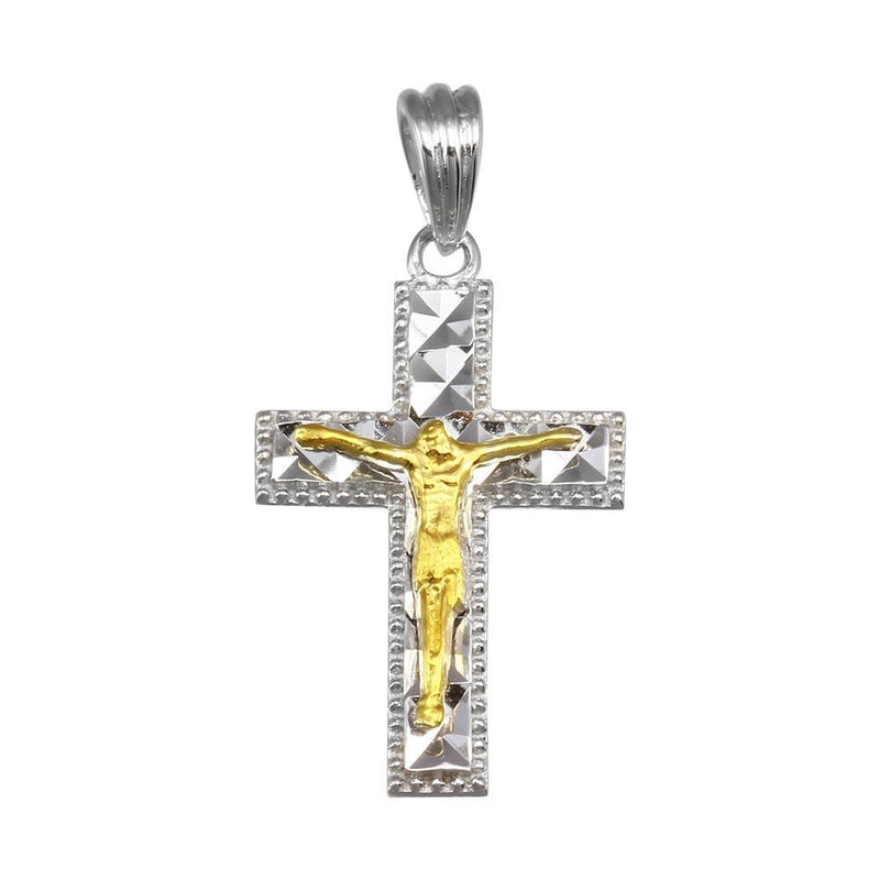 Silver 925 2 Toned Plated DC Crucifix Cross Pendant - GMP00050RG | Silver Palace Inc.