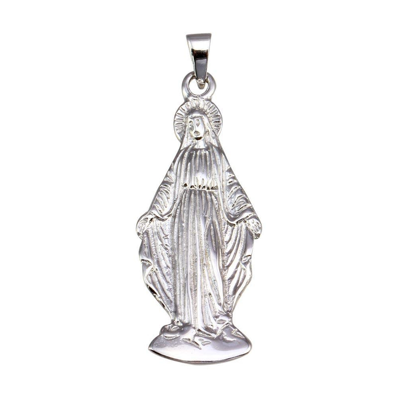 Silver 925 Rhodium Plated Miraculous Mary  Pendant - GMP00066 | Silver Palace Inc.