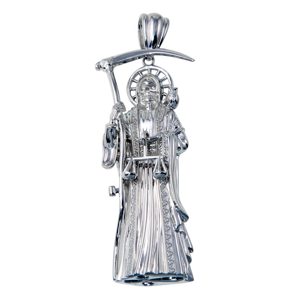 La Santa Muerte Necklace Gold-Plated 925 Sterling Silver Santa Muerte Jewelry Grim Reaper Necklace Cadena De La Santa Muerte Pendant Necklace for Men Women La Santa Muerte Necklace Gold-Plated 925 Sterling Silver Santa Muerte Jewelry Grim Reaper Necklace Cadena De La Santa Muerte Pendant Necklace for Men Women