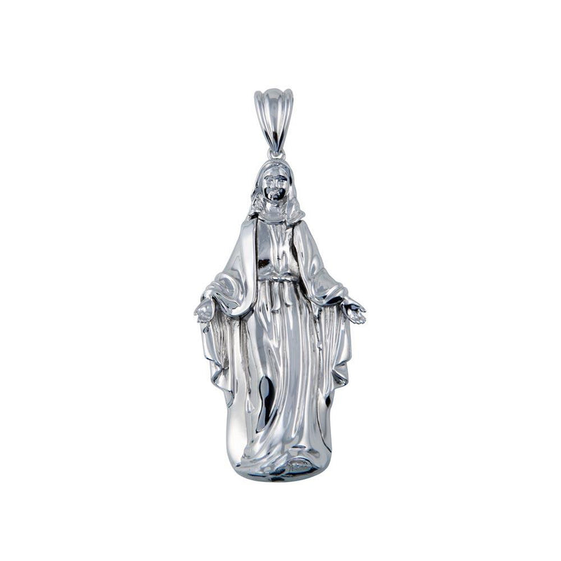 Silver 925 Rhodium Plated Hollow Mother Mary Pendant 61mm - GMP00092 | Silver Palace Inc.