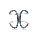 Silver 925 Rhodium Plated Turquoise Stones Ring - GMR00100BLA