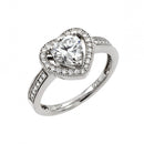 Silver 925 Rhodium Plated Clear Micro Pave Set CZ Heart Ring - GMR00009 | Silver Palace Inc.