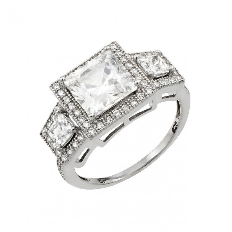 Silver 925 Rhodium Plated Micro Pave CZ Ring - GMR00014 | Silver Palace Inc.