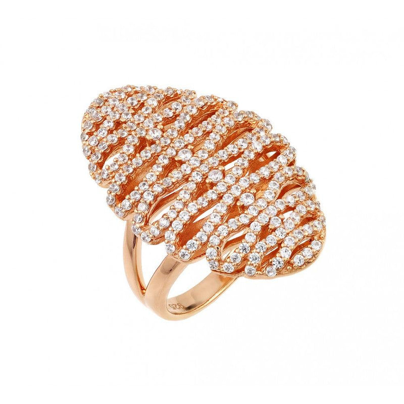 Silver 925 Rose Gold Plated Zig Zag Ring - GMR00024RGP | Silver Palace Inc.