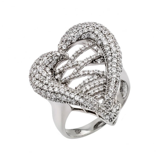 Silver 925 Rhodium Plated Micro Pave CZ Ring - GMR00025 | Silver Palace Inc.