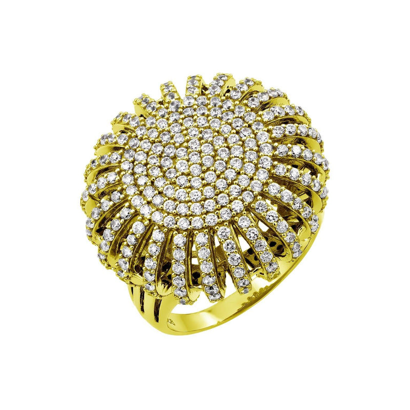 Silver 925 Gold Plated Micro Pave CZ Ring - GMR00026 | Silver Palace Inc.