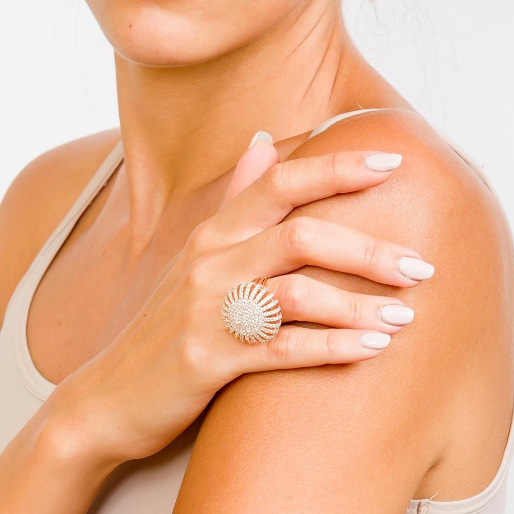 Anillo Micro Pave Chapado En Oro Rosa De Plata 925 - GMR00026-RGP