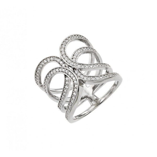 Silver 925 Rhodium Plated Double Interlace Ring - GMR00029 | Silver Palace Inc.