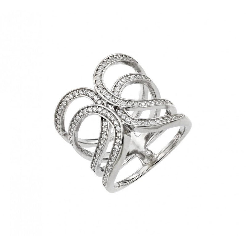 Silver 925 Rhodium Plated Double Interlace Ring - GMR00029 | Silver Palace Inc.