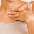 Silver 925 Rhodium Plated Wavy CZ Ring - GMR00030