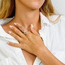 Anillo XV con circonita cúbica y extensión de nudillos chapado en rodio en plata 925 - GMR00031