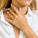 Silver 925 Rhodium Plated Knuckle Extension CZ X X Ring - GMR00032RH