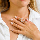 Silver 925 Rhodium Plated Knuckle Extension CZ X X Ring - GMR00032RH