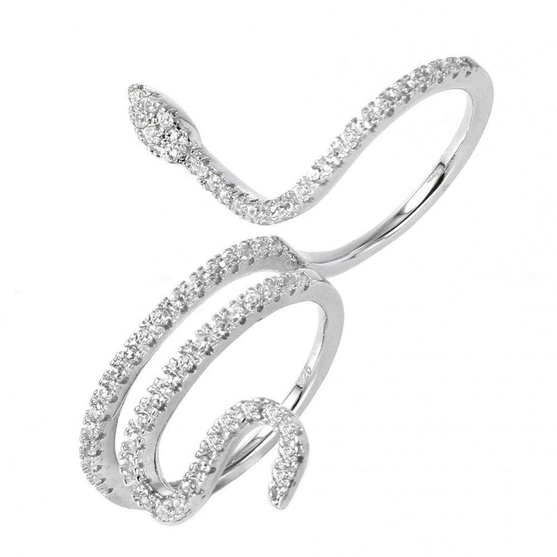 Silver 925 Rhodium Plated Snake CZ Ring - GMR00038 | Silver Palace Inc.